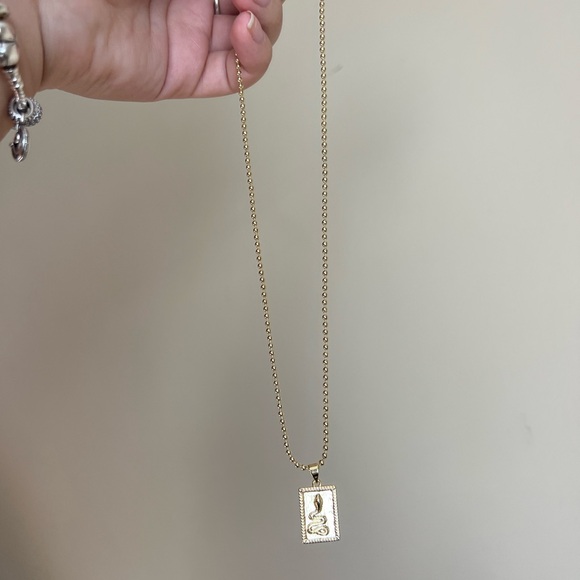 Gold Cobra Necklace Serpent Charm with Chain - Picture 2 of 3